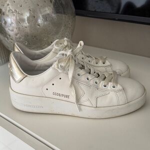 Golden Goose/Pure Cream and Silver Sneakers